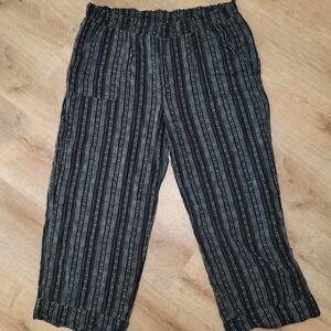 Striped Black and White Women's Wide Leg Pants